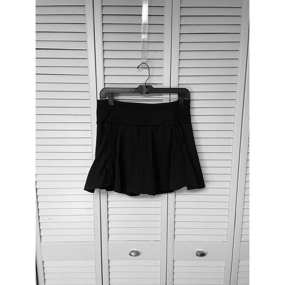 CRZ Yoga solid black mesh panels stretch pull on skort women's size 12 - Picture 1 of 5